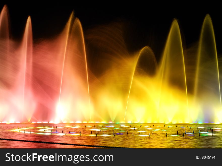Music fountain in West Lake, Hangzhou, China. Music fountain in West Lake, Hangzhou, China.