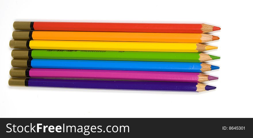 Pencils of seven colors of a rainbow