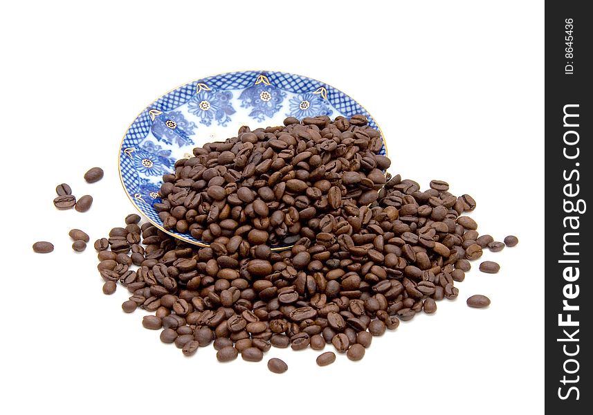 Coffee beans isolated over white background