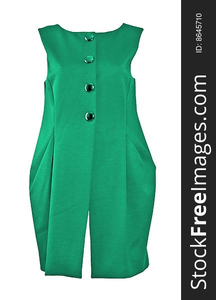 Woman fashion isolated green dress. Woman fashion isolated green dress