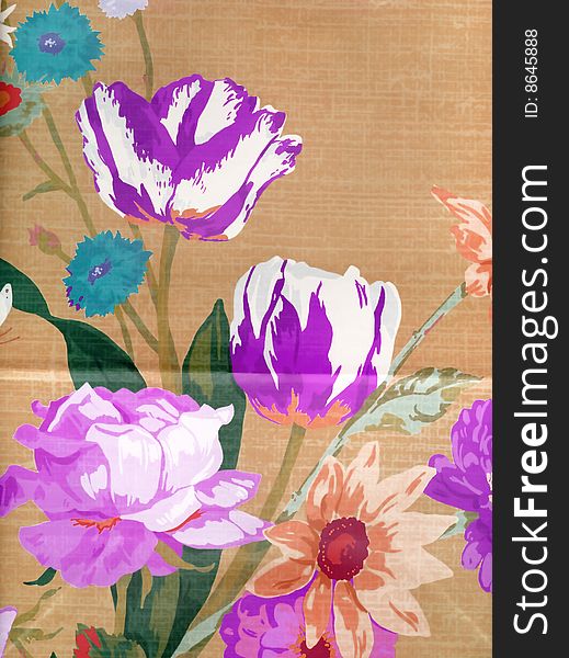 Floral Canvas Texture Background