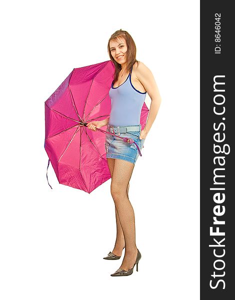 girl with umbrella stand up