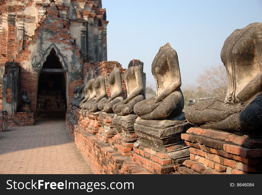 Headless Buddhas in a row, Ayuthaya, Thailand