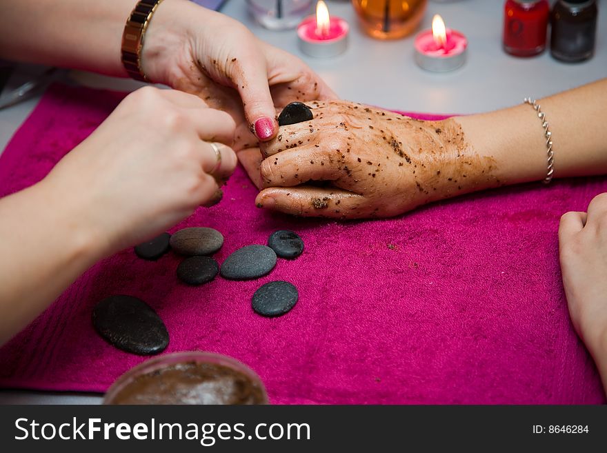 A Manicure Is In A  Salon