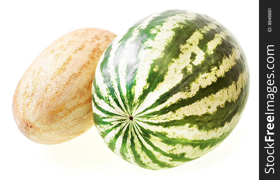 Melon & watermelon isolated on white background.