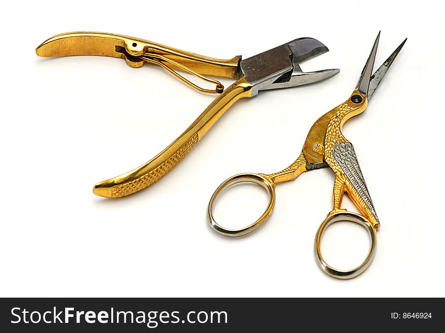 Manicure tools  isolated on a white