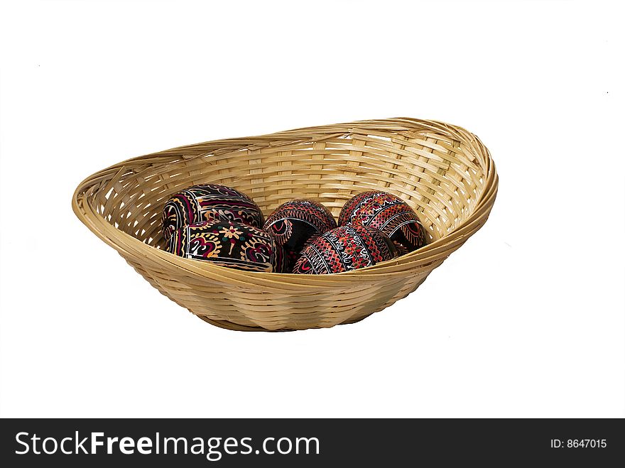 Easter eggs, lings in a small basket