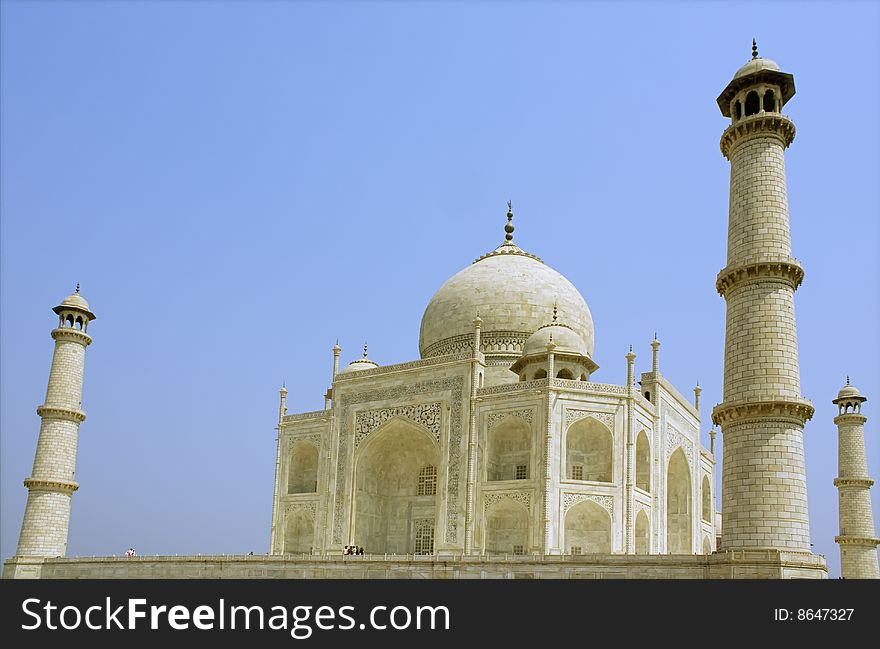 Side view of the Taj Mahal at Agra, India