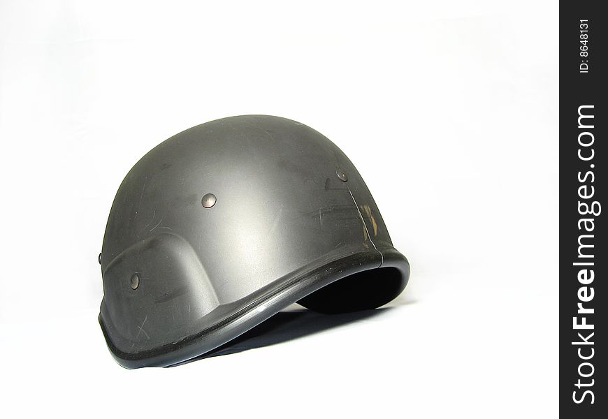 A black Helmet in  ground