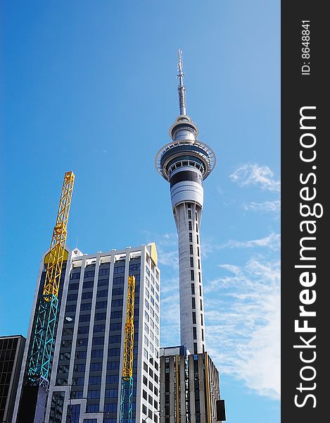 High building in blue sky. High building in blue sky.