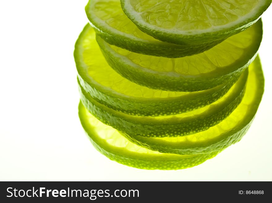 Several slices of lime fruit