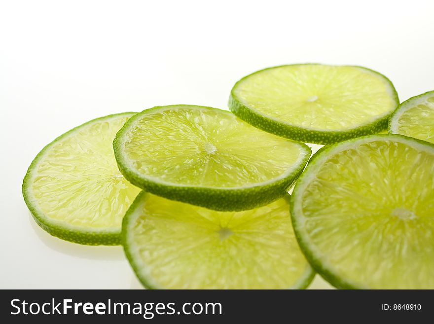 Several slices of lime fruit