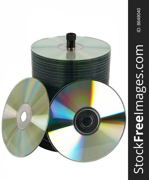 Shiny digital disks with white background