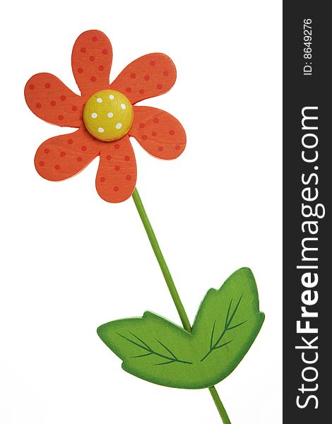 Wooden decorative flower Isolated image. Wooden decorative flower Isolated image