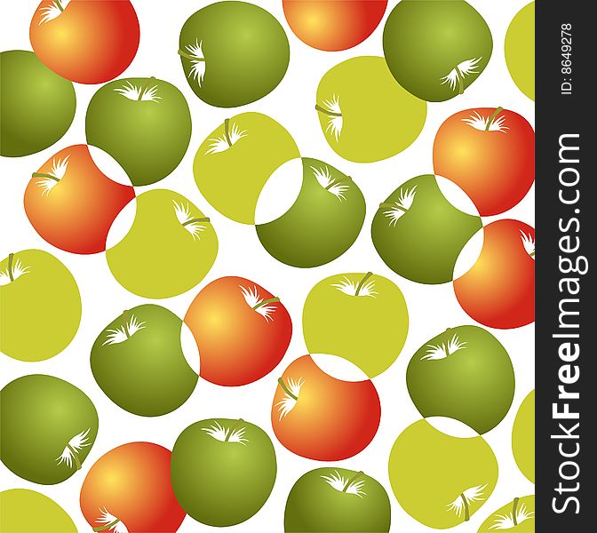 Cartoon green and red apples pattern on a white background. Cartoon green and red apples pattern on a white background.
