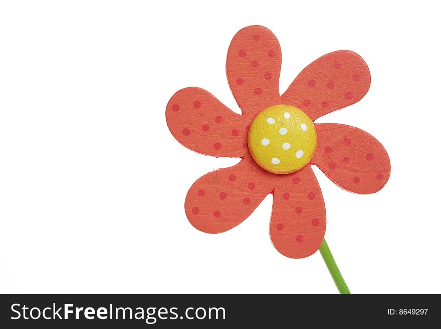 Wooden decorative flower Isolated image. Wooden decorative flower Isolated image