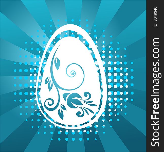 Ornate easter egg on a blue striped background. Ornate easter egg on a blue striped background.