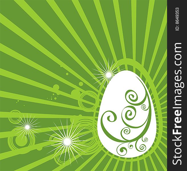 Ornate easter egg on a green striped background. Ornate easter egg on a green striped background.