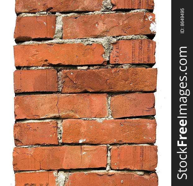 Pillar of brick, isolated on white background