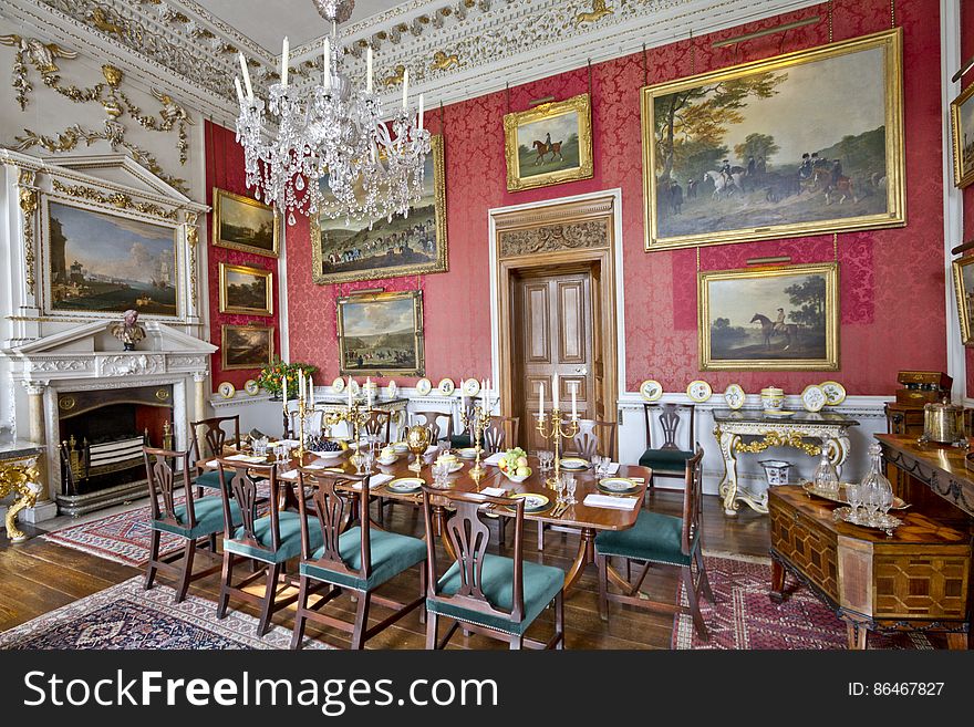 Here is a photograph taken from The Crimson Dining Room inside Castle Howard. Located in York, Yorkshire, England, UK. Here is a photograph taken from The Crimson Dining Room inside Castle Howard. Located in York, Yorkshire, England, UK.