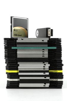 Flash, Card And Floppy Disks Stock Photos