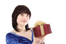 Girl With Gift Royalty Free Stock Photography