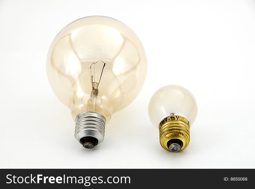 Big and small bulb on white background. Big and small bulb on white background