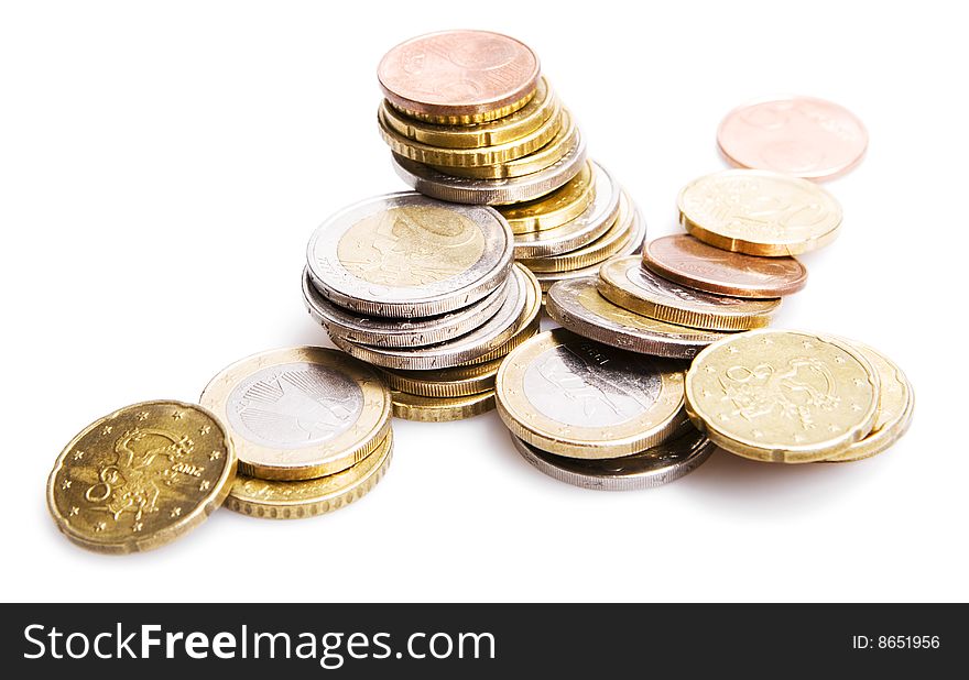 Euro coins isolated on white. Euro coins isolated on white.