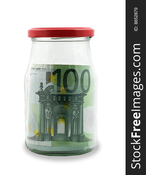Hundred euro banknote in a bottle (illustration). Hundred euro banknote in a bottle (illustration)