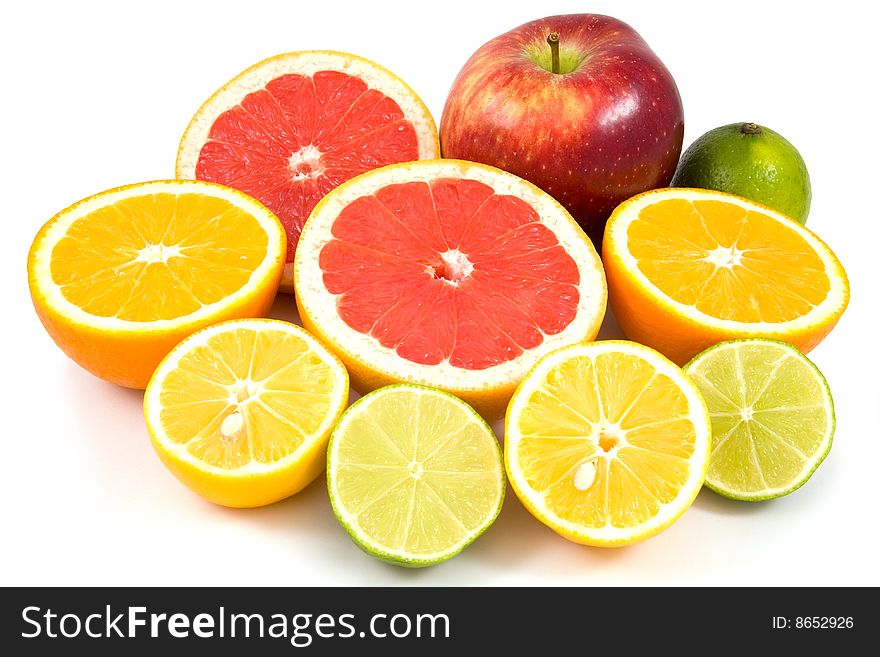 Mixed fruits isolated on a white