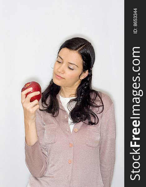 Young Woman Holding Apple