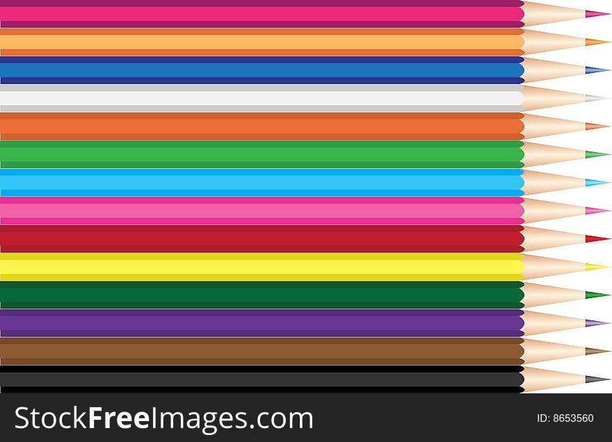 Colored crayons set as vector illustration. Colored crayons set as vector illustration