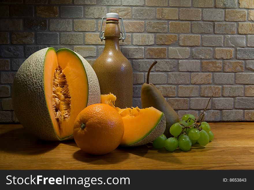 Fruits assortment on kitchen countertop