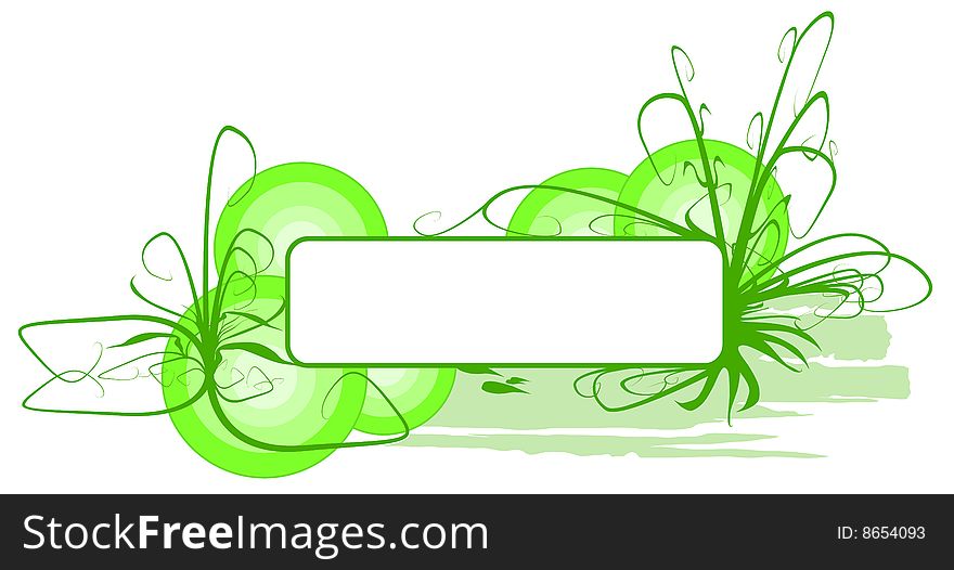Vector illustration with floral grunge grass and a banner or header. Vector illustration with floral grunge grass and a banner or header