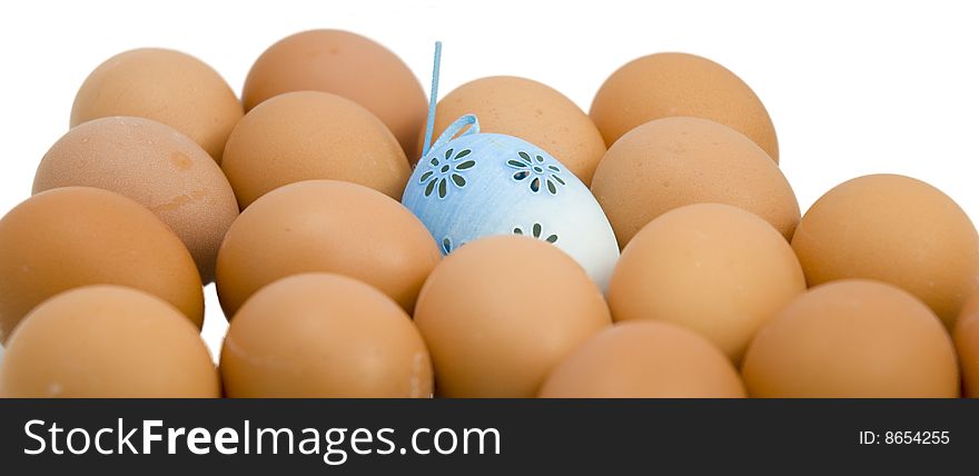 Easter eggs and white backgrounds