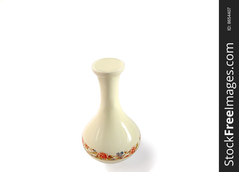 Porcelain Vase Isolated Over White.