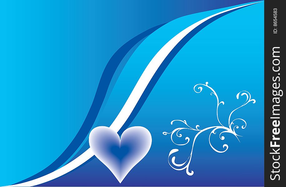 Blue abstract with heart; background vector