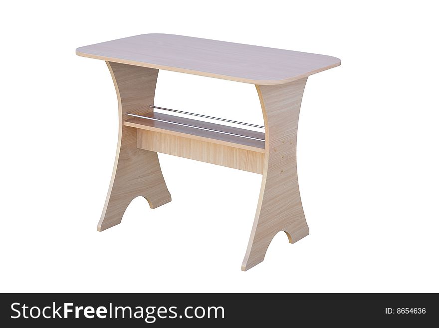 Wooden table isolated on the white background with clipping path