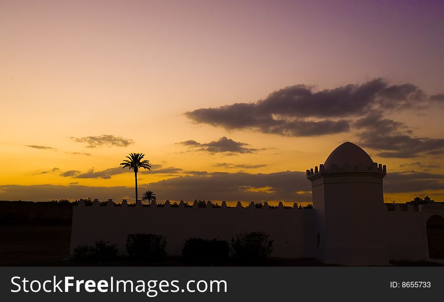 Sunset in Marrakesh city, Morocco