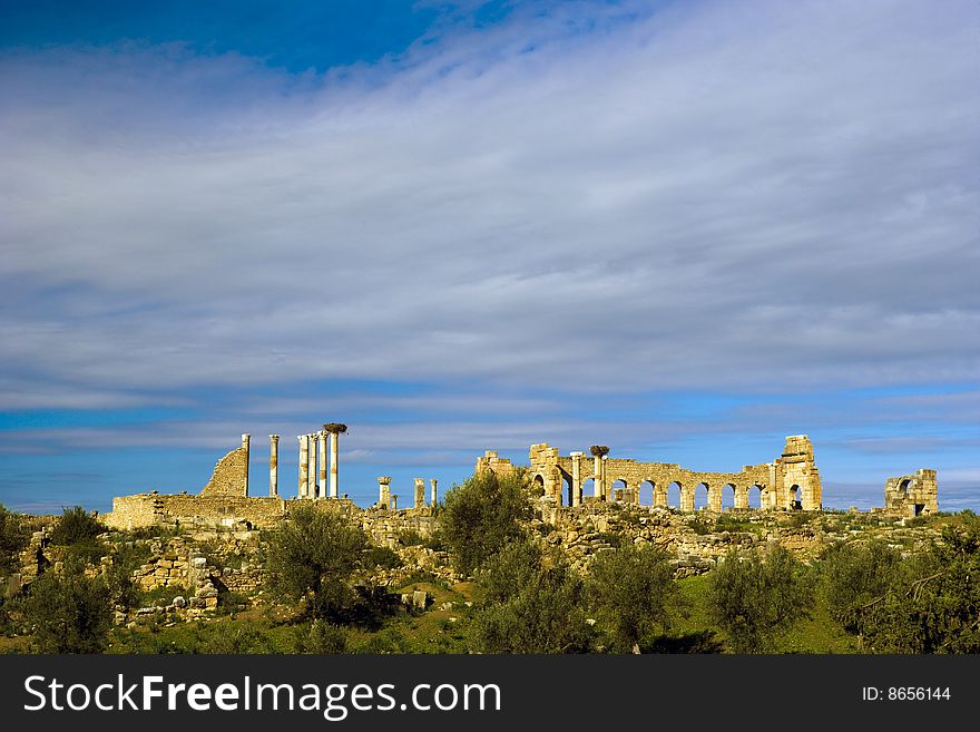 Ancient ruins in Volubilis, Morocco