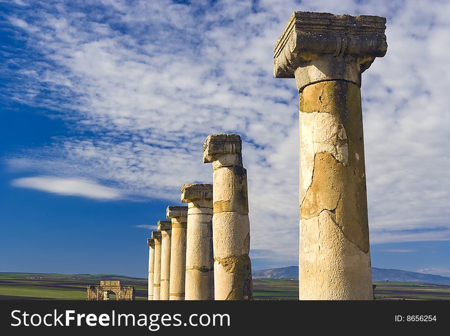 Ancient ruins in Volubilis, Morocco