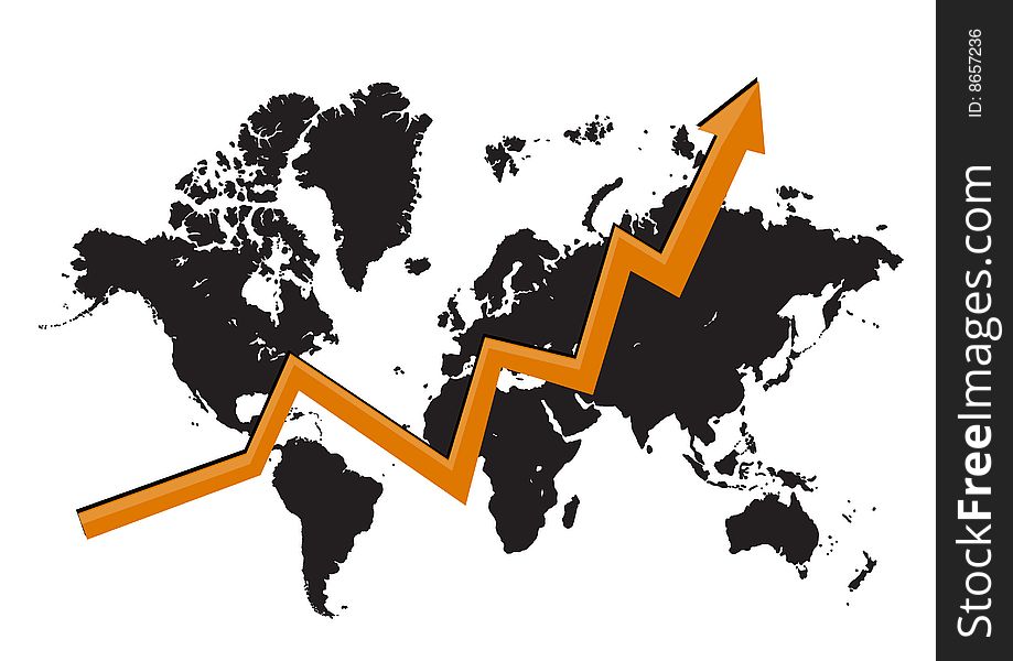 World map arrow with white background - vector. World map arrow with white background - vector