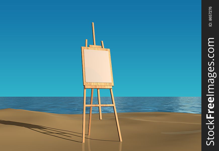 3d image,easel at the Seaside. 3d image,easel at the Seaside.