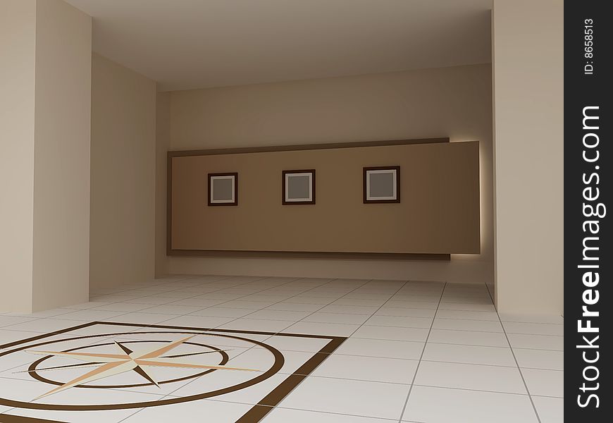 The interior of the abstract hall. 3d render image.