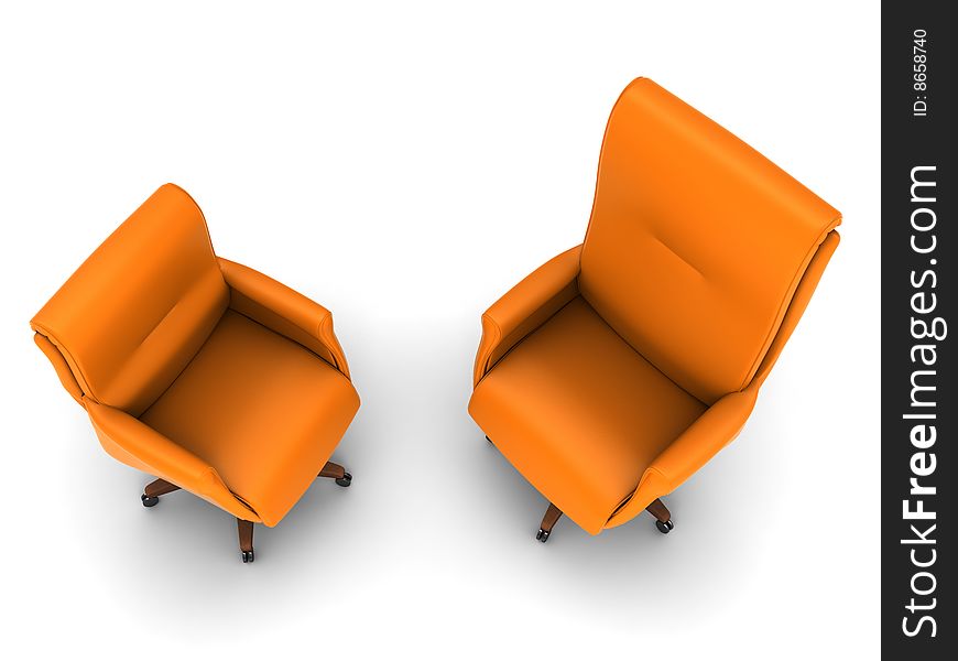 Orange office chair isolated on white background