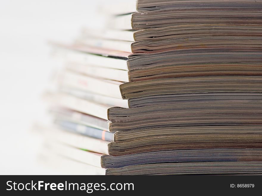 Various of magazines on the white background