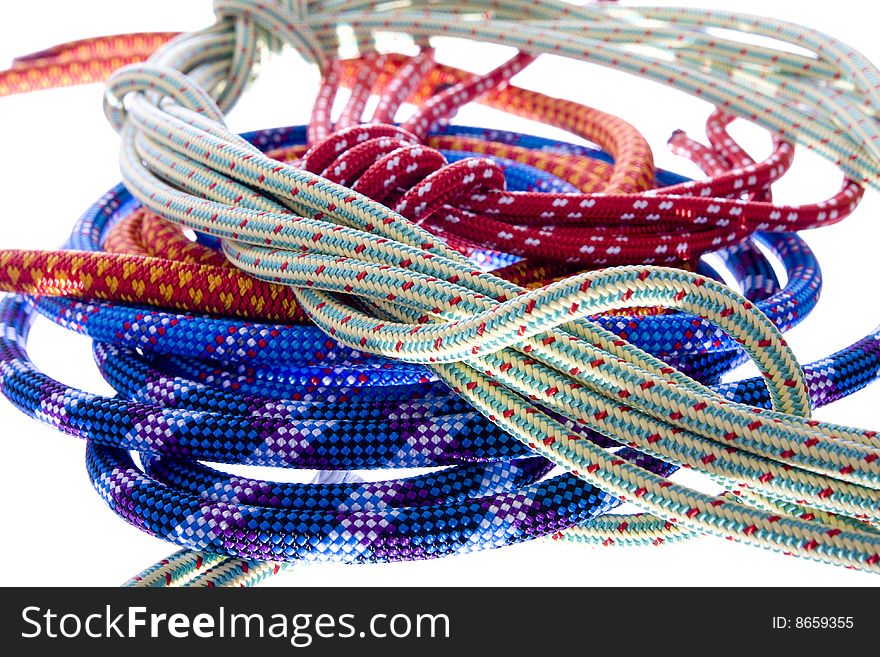 Climbing rope isolated on white