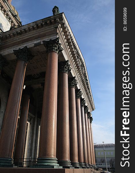 Isaakievsky cathedral colonnade in Saint Petersburg