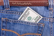 Hundred Dollar Bill In Pocket Of Blue Jeans Stock Photography Hundred Dollar Bill In Pocket Of Blue Jeans Stock Photography