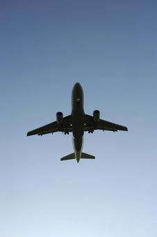 Airplane Is Landing At Airport Royalty Free Stock Photography Airplane Is Landing At Airport Royalty Free Stock Photography